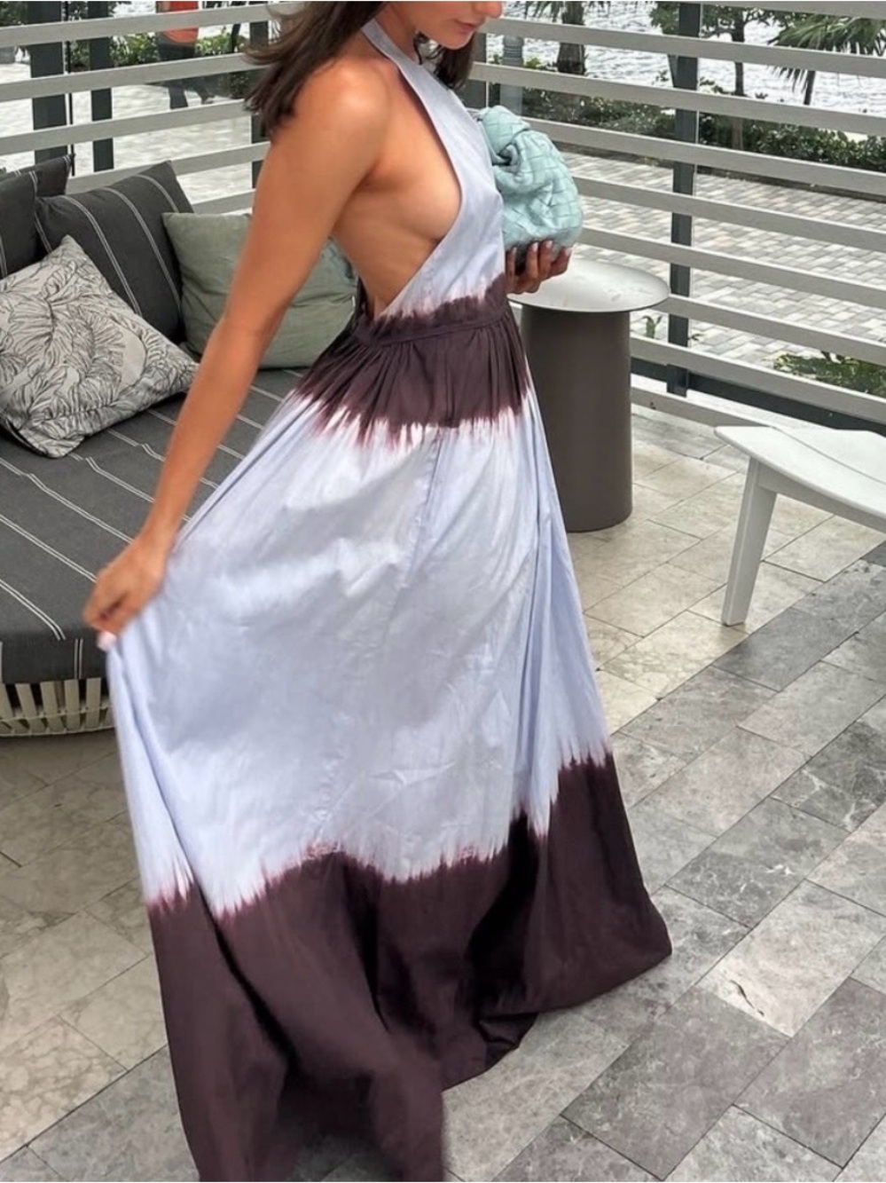 A.L.C Blair Gown Sleeveless Tie-Dye Halter Maxi Dress size 6. - Picture 2 of 9